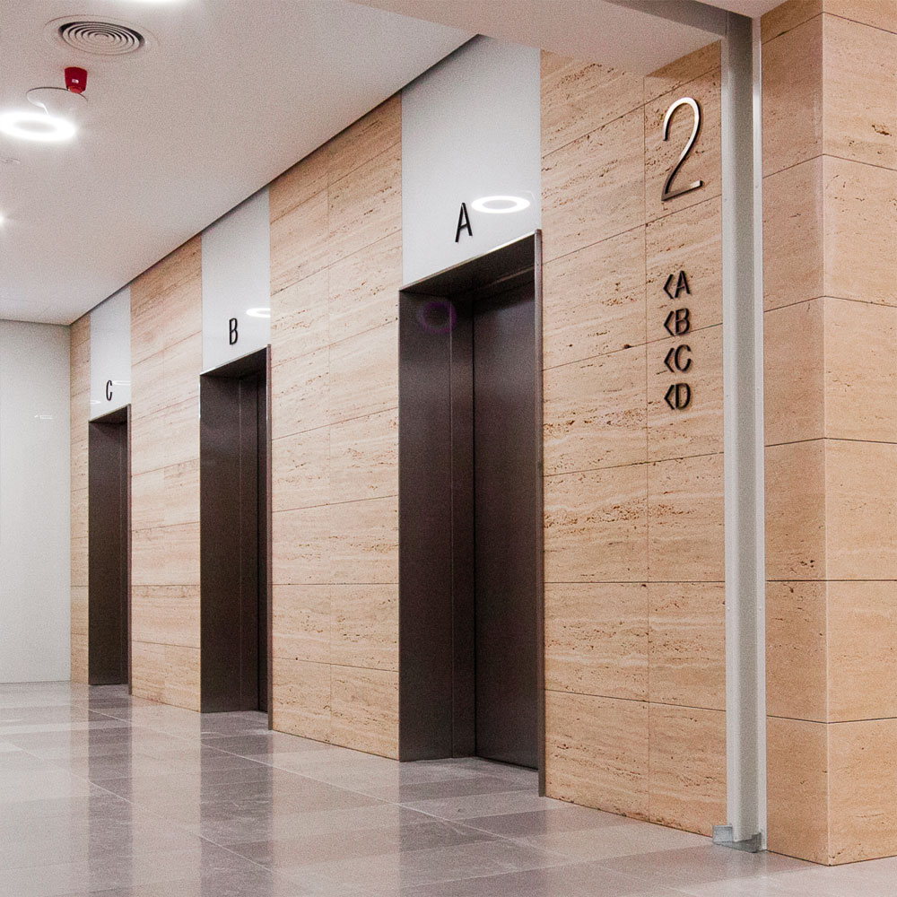 Codes, project, HB Reavis, branding, wayfinding, twin-city, lift lobby